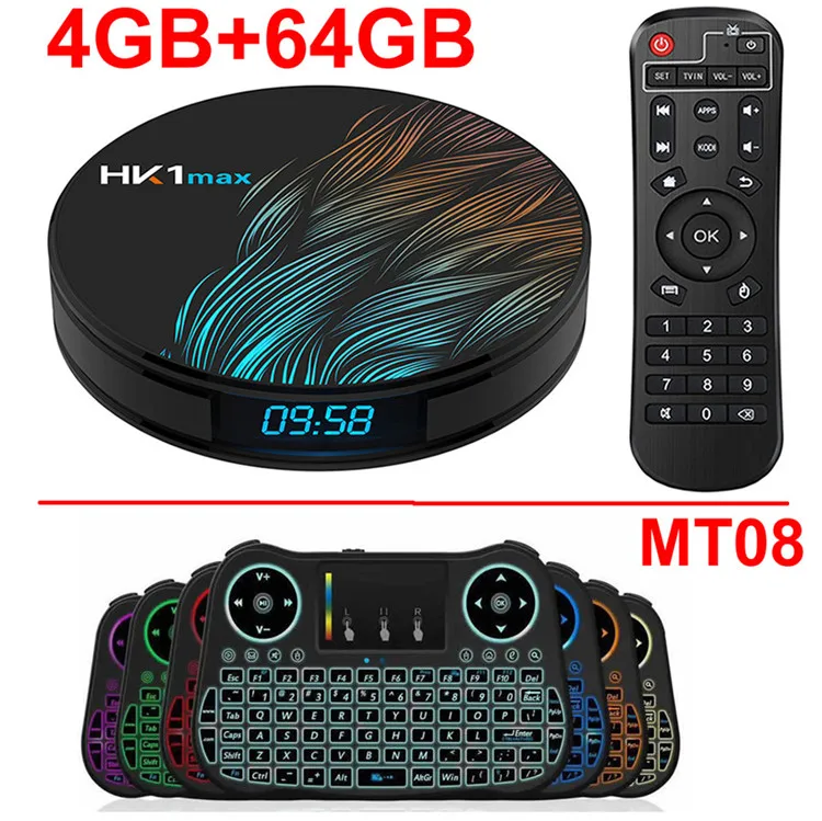 4GB 64GB add MT08 HK1 MAX Смарт ТВ коробка Android 9,0 RK3318 4 ядра, 4 Гб Оперативная память 128 Гб Встроенная память 2,4G/5G двойной WI-FI BT4.0 USB 3,0 3D 4K ТВ-приставка IPTV Set-top BOX - Цвет: 4GB 64GB add MT08