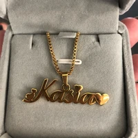 box chain custom jewelry personalized name pendant nameplate necklace handmade cursive choker women men bijoux bff gift