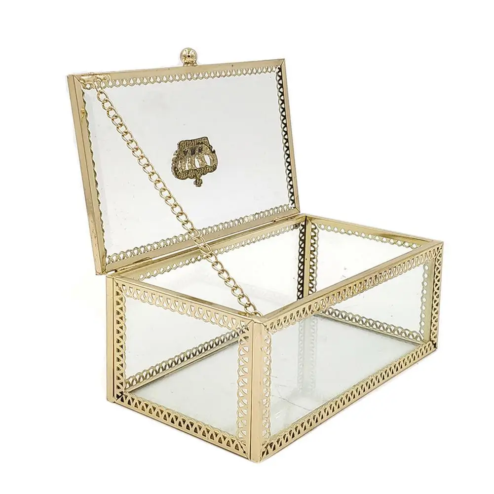 

HOT SALESï¼ï¼ï¼Earrings Ring Bracelet Jewelry Transparent Glass Storage Display Box Home Decor