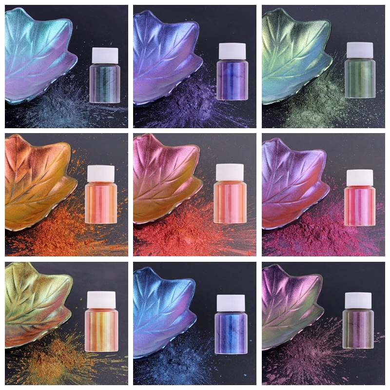 Chameleon-Powder Color Shift Mica Powder for Epoxy Resin Pearl Pigment Powder for Painting Soap Making Slime 10 Colors