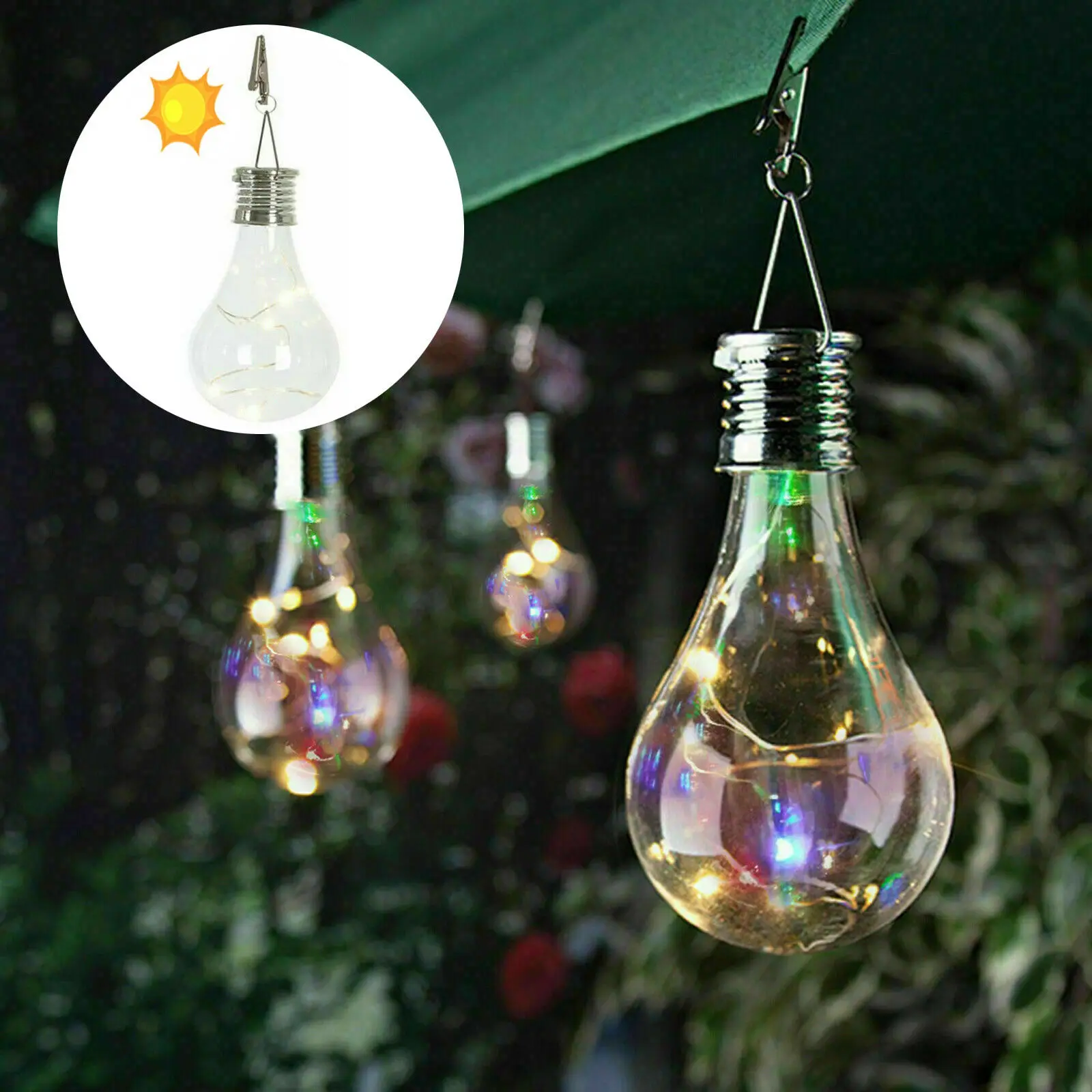 Outdoor Hanging LED Solar Lights Waterproof Rotatable For Party Garden Home Patio Camping Decor  Lamp Bulb Hanging Lanterns