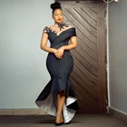 Женское вечернее платье с юбкой-годе, черное платье из тафты с высокой горловиной, облегающее официальное платье, женское платье