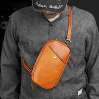 portable mens crossbody bag genuine leather sport chest bag handbag messenger shoulder bag for male clutch bag
