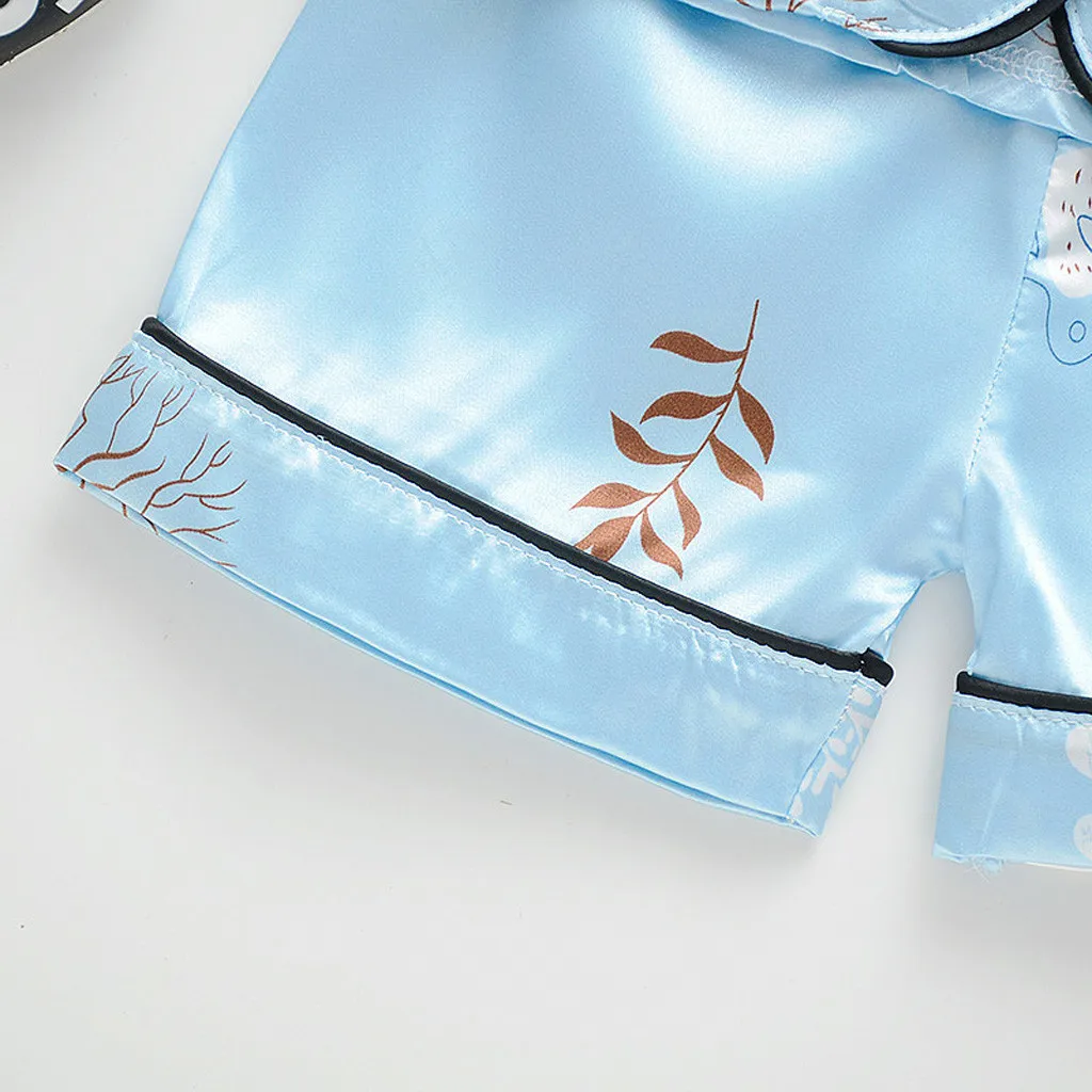 Kids Summer Clothes Toddler Baby Boys Girls Cartoon Pajamas Sleepwear T shirt Shorts Roupa Infantil Children Sets | Детская одежда и