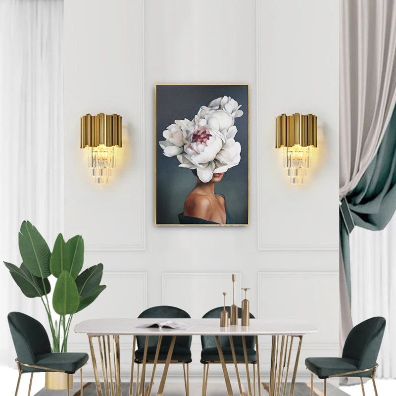 Pаспродажа Современные Настенные светильники с золотыми кристаллами, светодиодные светильники для спальни, гостиной, бра, комнатные светильники, укра...