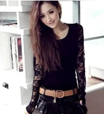 

Time-limited Full O-neck Silk Formal Long Blusas Blouse Autumn Top Sexy Female Cutout Thin Basic Long-sleeve