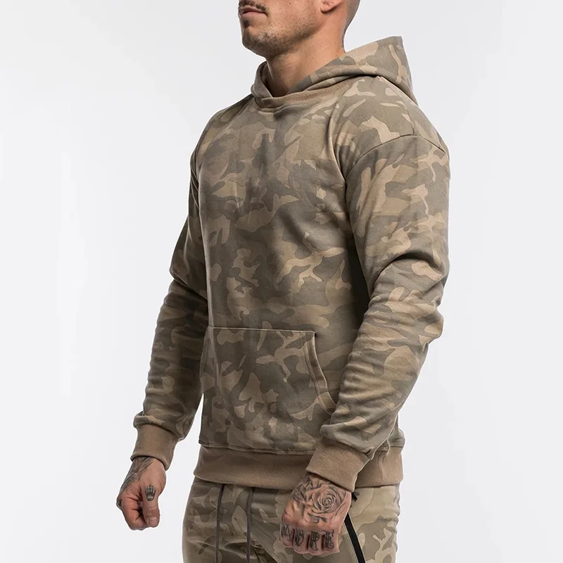 khaki Camo No Logo Новая камуфляжная ветрозащитная мужская куртка для бега, спортзала, толстовки с капюшоном, спортивное пальто, Фитнес тактический Свитшот уличная спортивная куртка - Цвет: khaki Camo No Logo