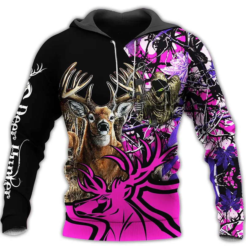 New casual upper garment accessories Deer Hunting 3D printing unisex comfortable hoodie Fashion street zipper hoodie/sweatshirt