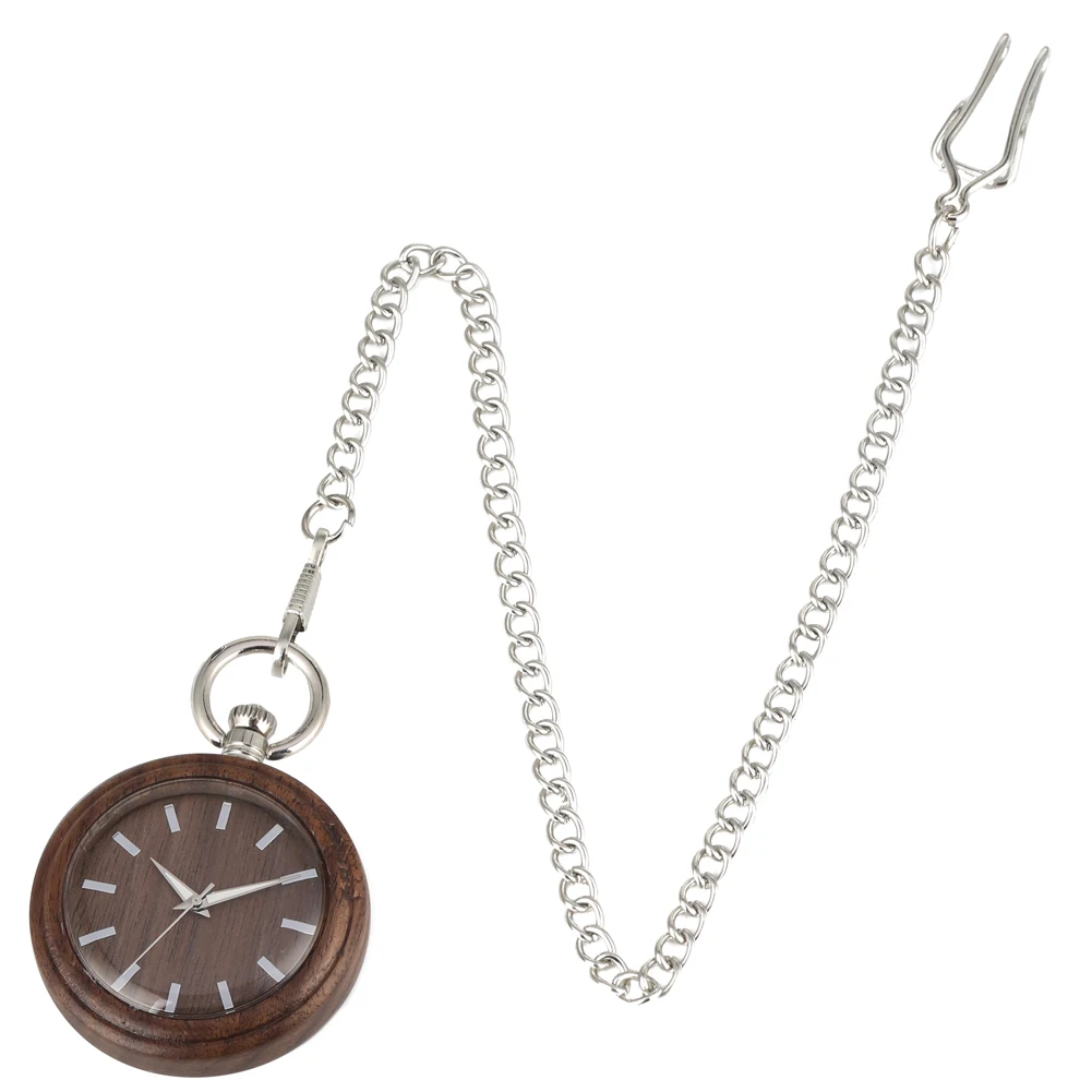 

Full Wood Quartz Pocket Watch Analog Display Wooden Pocket Watch Round Dial Hanging Chain Pendant Clock For Men Women Top Gifts