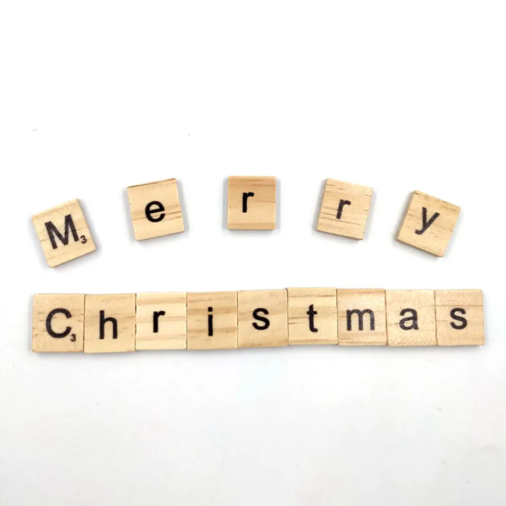 Деревянный скрэббл буквы 100 шт./компл. Алфавит царапины плитки черные и цифры