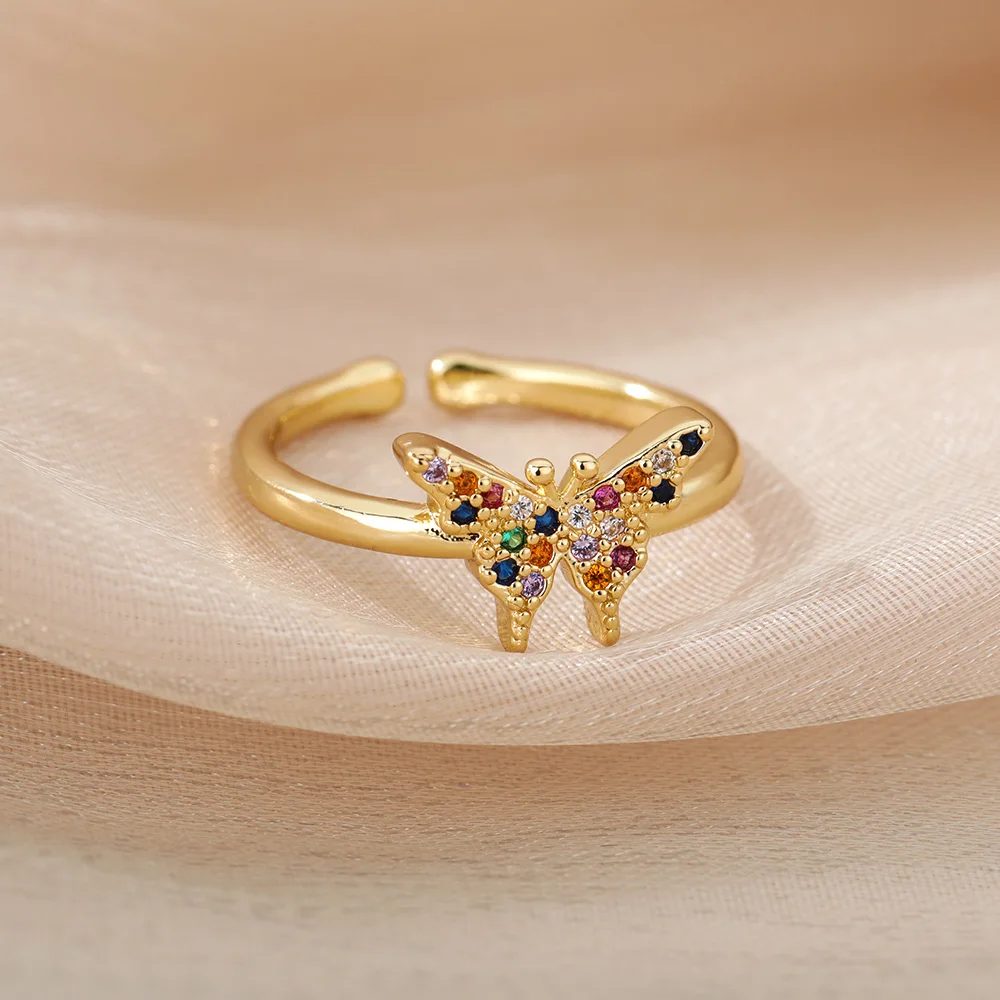 

Cute butterfly ring women's stainless steel zircon creative sweet bee jewelry fashion ring Valentine's Day gift