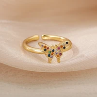 cute butterfly ring womens stainless steel zircon creative sweet bee jewelry fashion ring valentines day gift