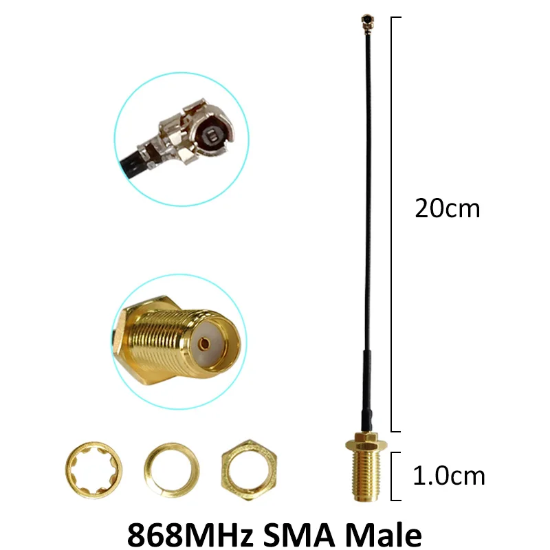 10pcs 868 MHz 915MHz Antenna lora pbx 5dbi SMA Male Connector GSM 915 MHz 868 IOT antena antenne +21cm RP-SMA/u.FL Pigtail Cable