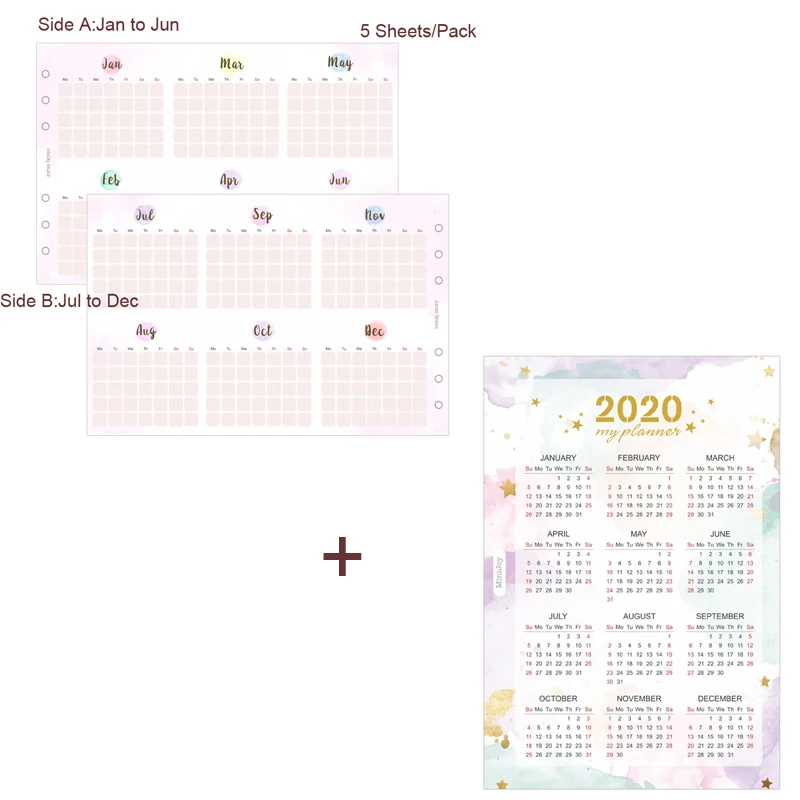 With Calendar Jamie Notes розовый милый переплет записная книжка наполнитель бумаги для спирального планировщика годовая ежемесячная программа девчачьи школьные канцелярские принадлежности - Цвет: With Calendar