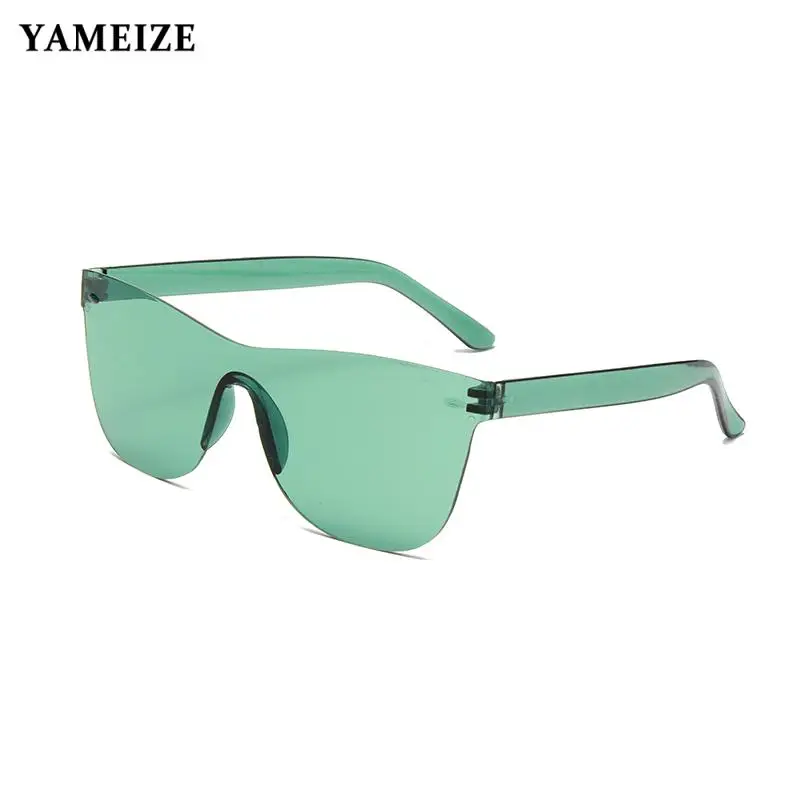 

Square Clear Rimless Sunglasses Women Transparent Mirror Color Sun Glasses Female Visor Retro Clear Blue Pink Oculos De Sol