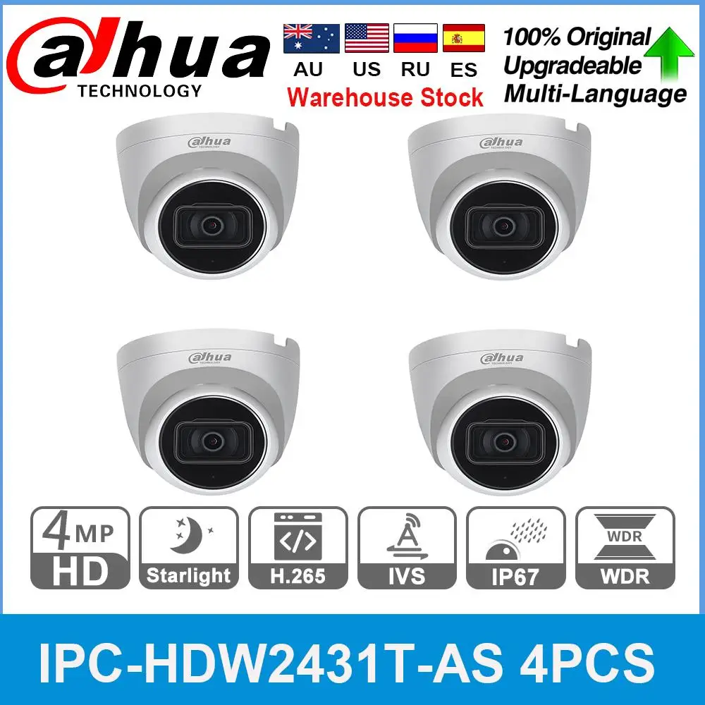 Dahua оригинальная Φ 4MP POE Встроенный микрофон слот для SD карты H.265 IP67 30M IR Starlight IVS