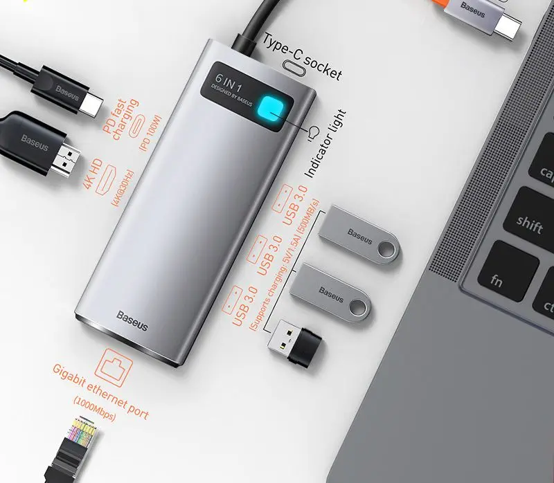 

USB-концентратор для Macbook Pro Air Surface Pro 7, USB 3,0 3 0 Type C