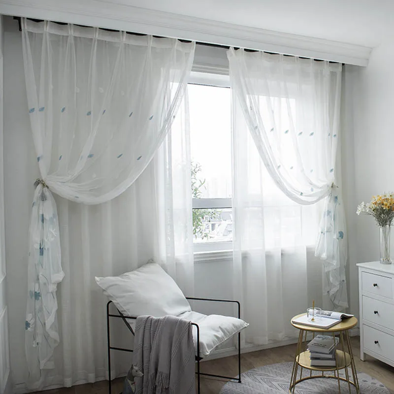 Прозрачный оконный экран с шестью лепестками и цветочной вышивкой в японском