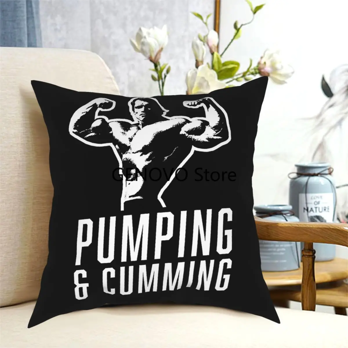 

THE ORIGINAL Arnold Schwarzenegger Pumping & Cumming Crossfit Square pillows decorative for living room Creative Cushion Covers