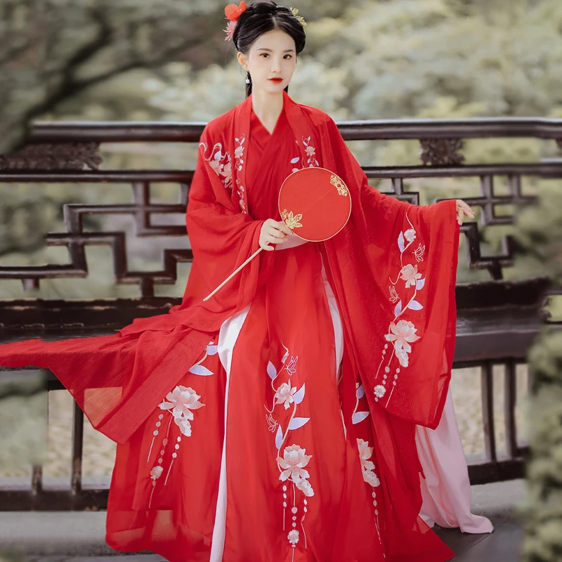 

New Female Hanfu Costumes Chinese Traditional Red Dress Female Wedding Elegant Clothing Han/Tang Dynasty Ancient Clothes DQL4981