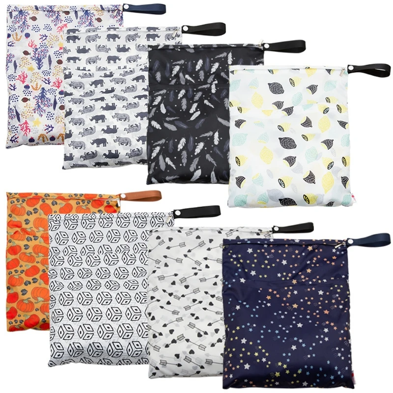 

Waterproof Reusable Wet Bag Printed Pocket Nappy Bags PUL Travel Wet Dry Bags 29x36cm Diaper Bag