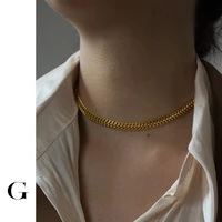 ghidbk street style stainless steel wide chain necklaces for women minimalist statement chokers 2020 fashion ins collar necklace