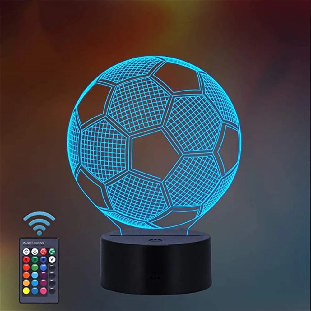 3D светодиодный ночсветильник с оптической иллюзией для футбола настольная лампа