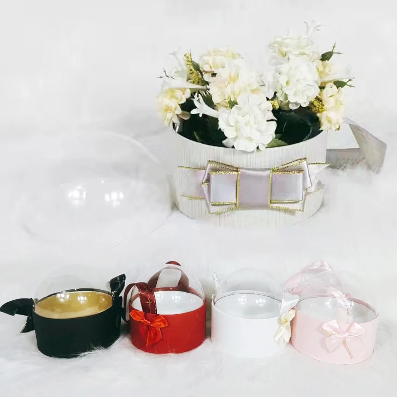 

1PC Bowknot Crystal Ball Portable Gift Boxes Valentine's Day Birthday Gifts Round Flower Box Wedding Candy Box Christmas Decor
