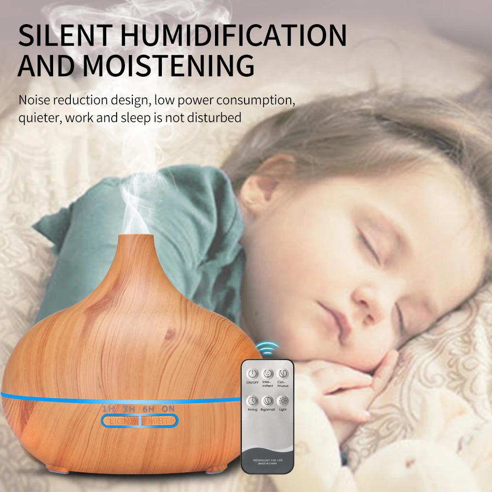 Aroma Essential Oil Large amount Diffuser Ultrasonic Air Humidifier with Wood Grain LED Lights for Office Home | Бытовая техника