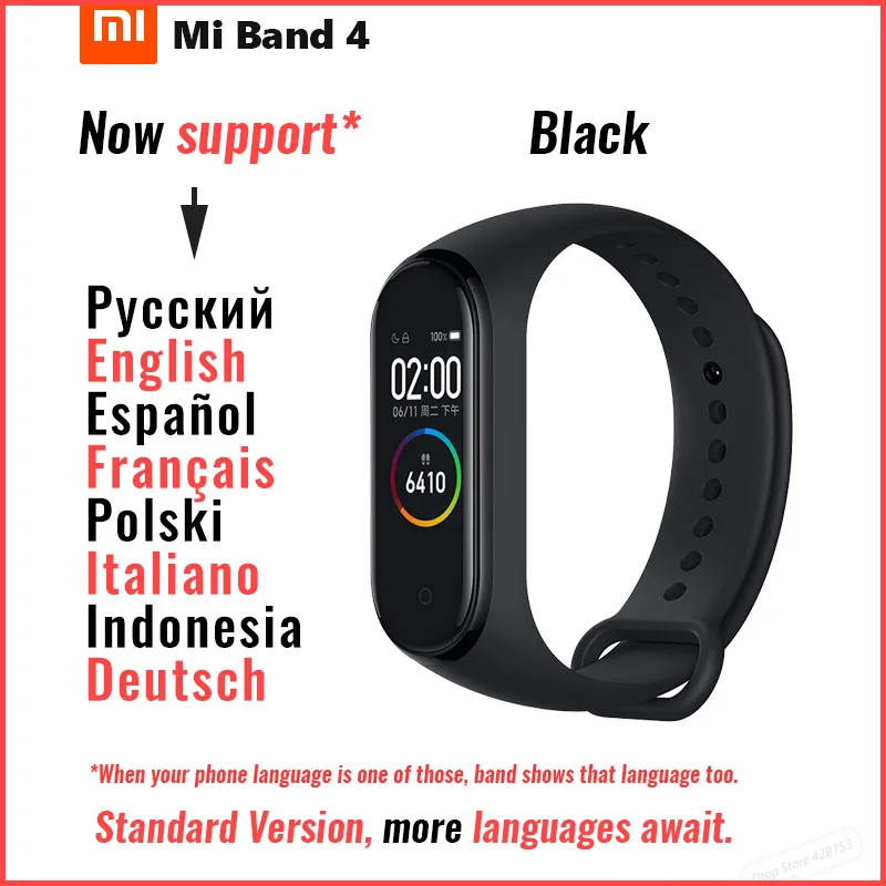 Xiaomi Mi смарт-браслет 4 Bluetooth 5,0 фитнес-браслет AMOLED цветной сенсорный экран Музыка AI пульс - Цвет: Mi Band 4