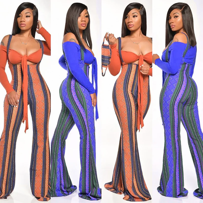 

Женский весенне-осенний костюм 2021, Новый Модный повседневный костюм из двух предметов с длинными рукавами и геометрическим принтом, подтяж...