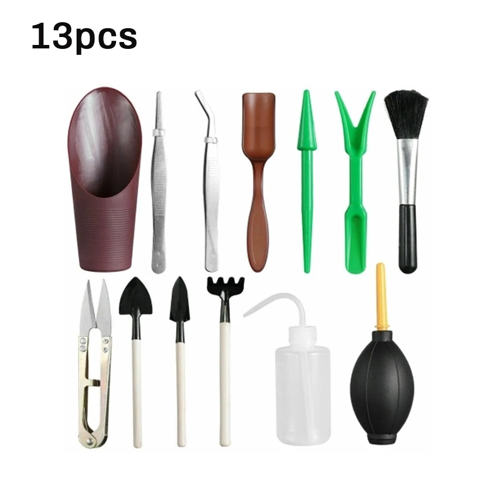 

13PCS Mini Garden Tool Kit Scissor Brush Tweezers Succulent Planting Grow Flowers Shovel Watering Trim Gardening Portfolio Tools