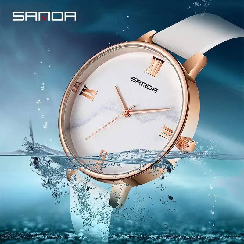 Sanda популярные женские часы для женщин Clcok 3D стереоскопический Циферблат Женские