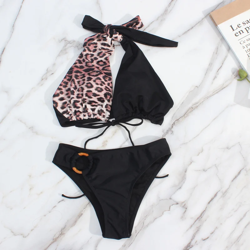 

Sexy Red Mid Waist Bikini New Women Swimwear Push Up Female Swimsuit Two Ways To Wear Bikini Summer Leopard Bathing BeachWear