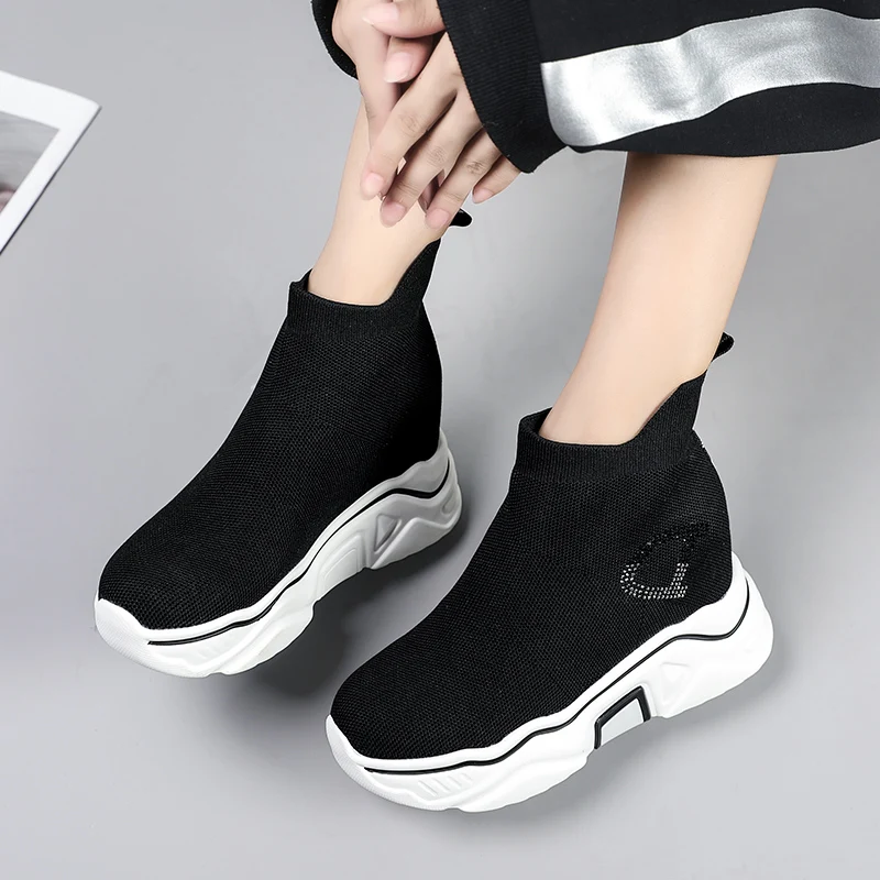 

2020 Women's Mesh Breathable Shoes Comfortable Casual Shoes Increasing Internal Height Sneakers Fashion Platform Wedge Shoes