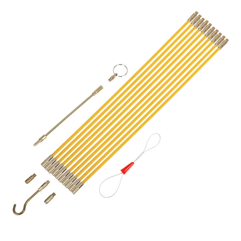 

10Pcs/Set Cable Wire Running Rod Coaxial Electrical Connectable Fish Tape Pull Kit With Hook Hole Kit Transparent Tube