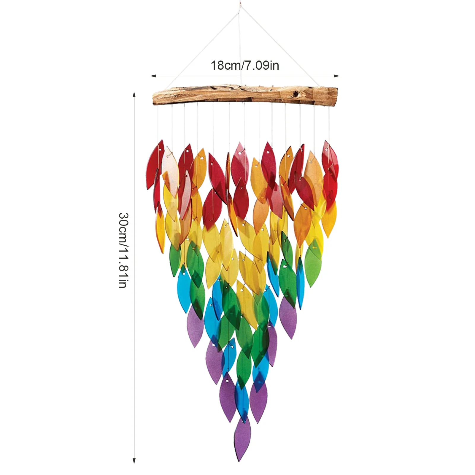 

Wooden Maple Leaf Rainbow Wind Chimes Wall Hanging Exquisite Waterfall Chime Handmade Garden Ornaments The Sound Is Pleasing