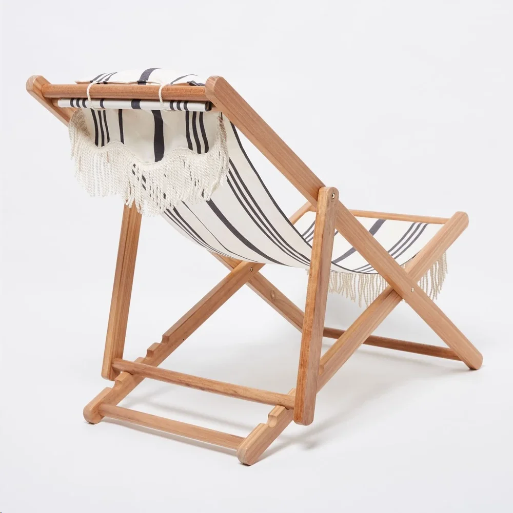 売る 折りたたみ式木製ビーチチェア,高品質の生地,カスタマイズ可能な色,屋外用の丸いビーチチェア