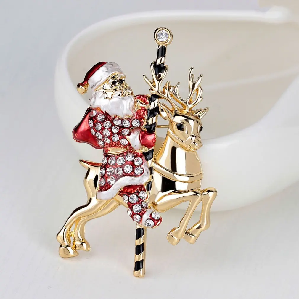 GENBOLI Rhinestone Brooches For Women Snowman Santa Pin Christmas Gifts Bell Boots Charm Crystal Gift | Украшения и аксессуары