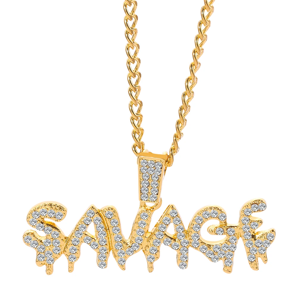 Цепочка с подвеской в виде надписи Savage Мужская выразительное ожерелье со