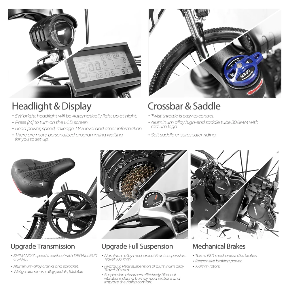 

PASELEC mtb Bicycle Parts Electric Mountain Bikes 27.5'' Tires Aluminum Alloy Grips