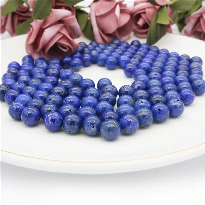 5pcs Natural Stone Lapis Lazuli Half Drilled Beads Round Semi Hole 6/8/10mm Jewelry Findings For Making Pendant Earrings