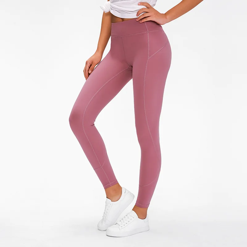 Обтягивающие Леггинсы для йоги сексуальные линии персиковые леггинсы фитнеса и