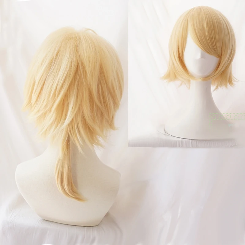 

Vocaloid Kagamine Rin / Kagamine Len Short Golden Heat Resistant Synthetic Hair Cosplay Costume Wig + Track Code + Free Wig Cap