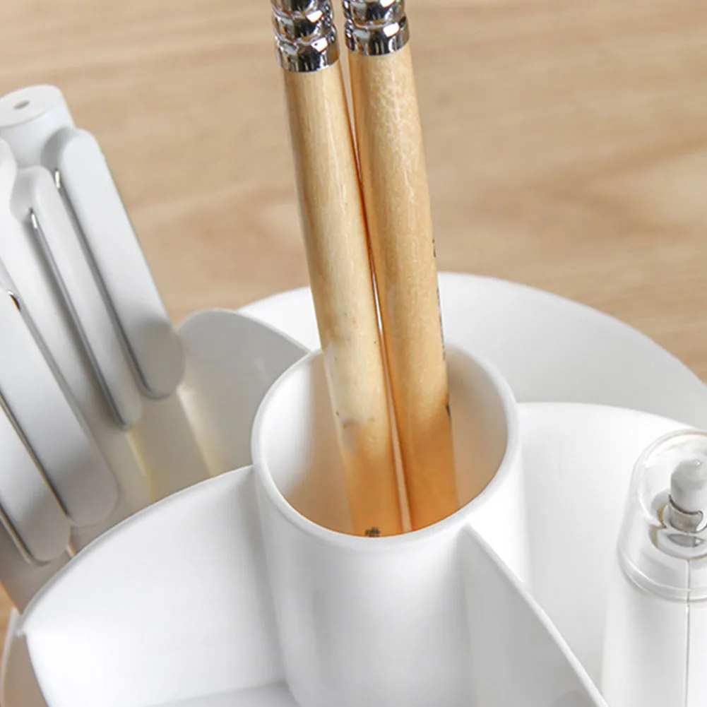 

Pencil Portable Pen Holder Office Cylinder Shape Desk Storage Stationery Home Multi Grid 360 Degree Rotated Divided School