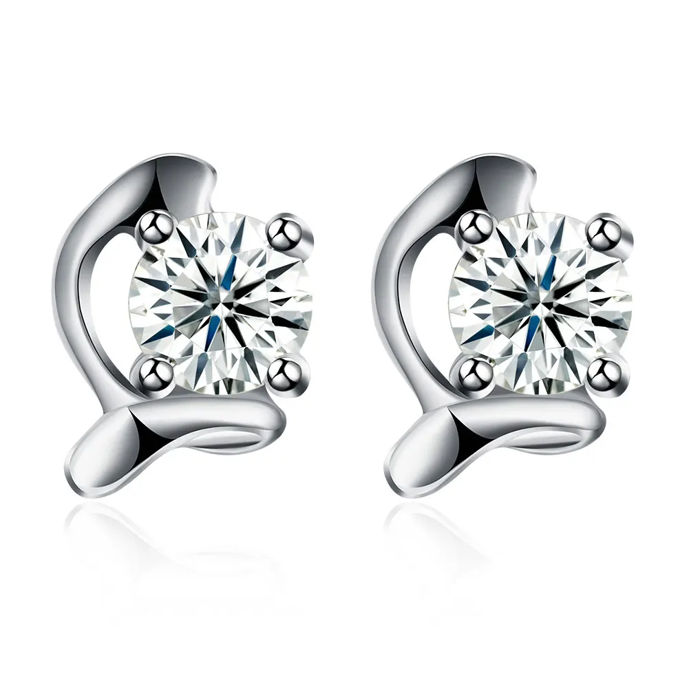 

SILVERHOO Stud Earring Genuine 925 Sterling Silver Personality Creative Irregular Round Cubic Zircon Earrings For Women Jewelry