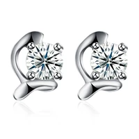 silverhoo stud earring genuine 925 sterling silver personality creative irregular round cubic zircon earrings for women jewelry