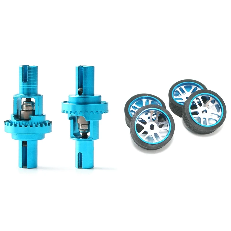 

RC Car Spare Parts 1/28 Scale RC Car Parts Upgrade Metal Differential Mechanism with 4Pcs RC Car Tires & Wheels