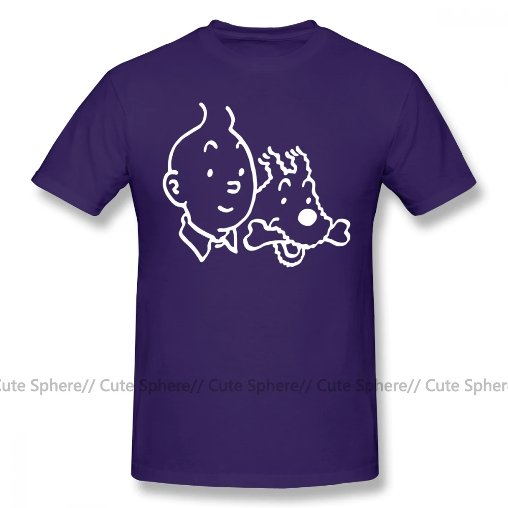 Purple Tintin, футболка, Tintin And Milou, футболка, 100 хлопок, графическая футболка, потрясающая классическая мужская футболка с коротким рукавом - Цвет: Purple