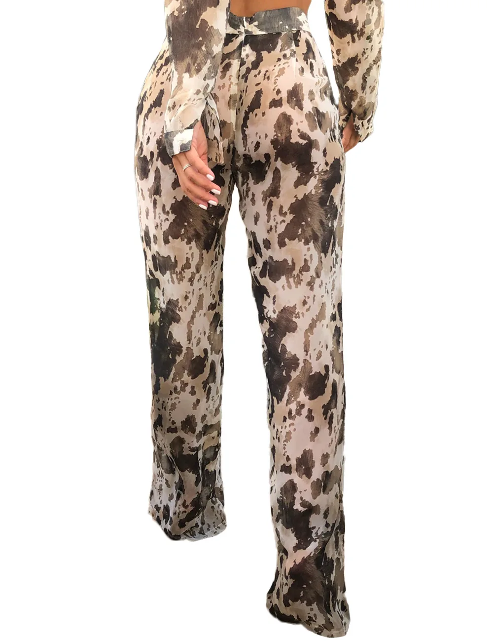 

SSEURAT 2021 Ins Internet Celebrity Famous two pieces Women Set Serpentine Blouse and Straight Pants Summer Outfits